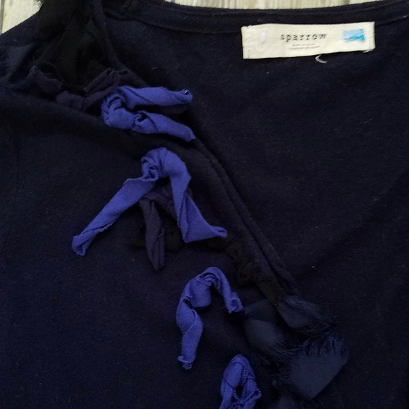 Anthropologie Navy Sparrow Ribbons and Bows Cardi - Picture 3 of 4